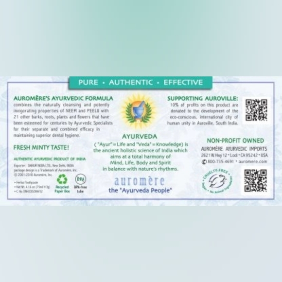 Auromere Toothpaste fresh mint Fluoride-FREE Expired 10/22 - Picture 3 of 4